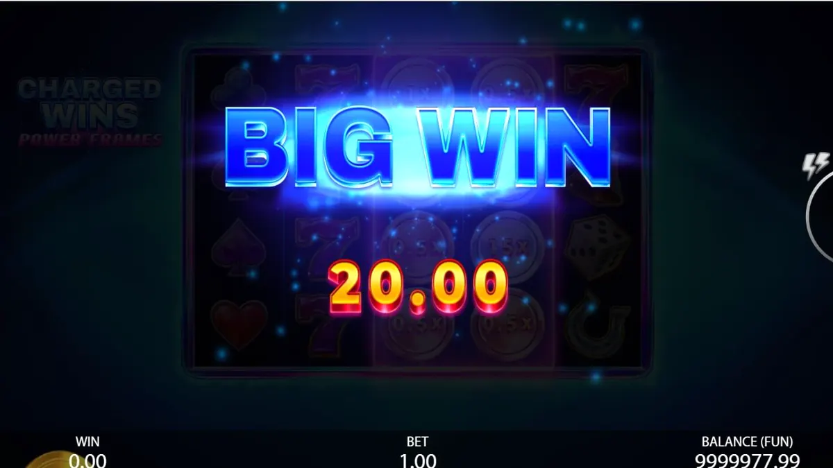 Makulay na neon interface ng Charged Wins: Power Frames slot