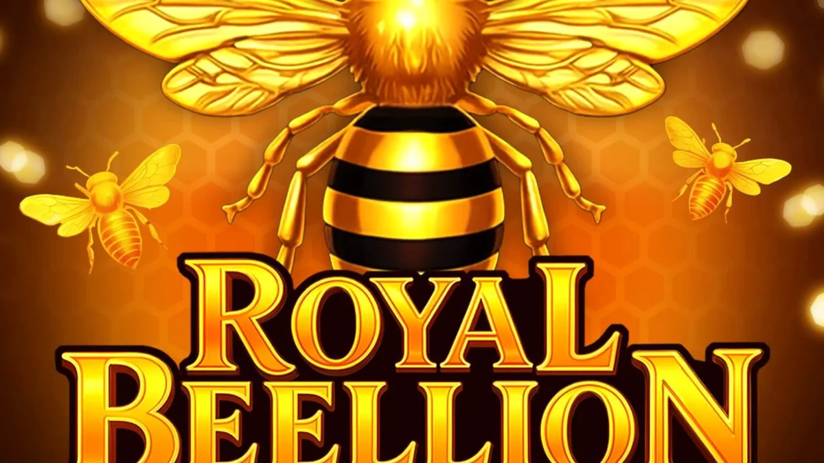 Isang masayang tanawin ng Royal Beellion Hold & Win slot na may mga gintong pukyutan at honeycombs.